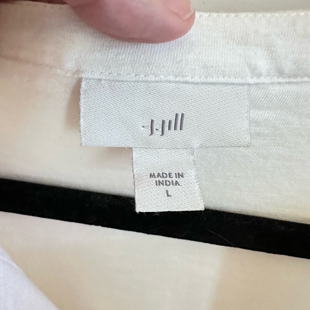 J JILL L White V neck cotton tiered minimalist cottagecore long sleeve top - Picture 8 of 12